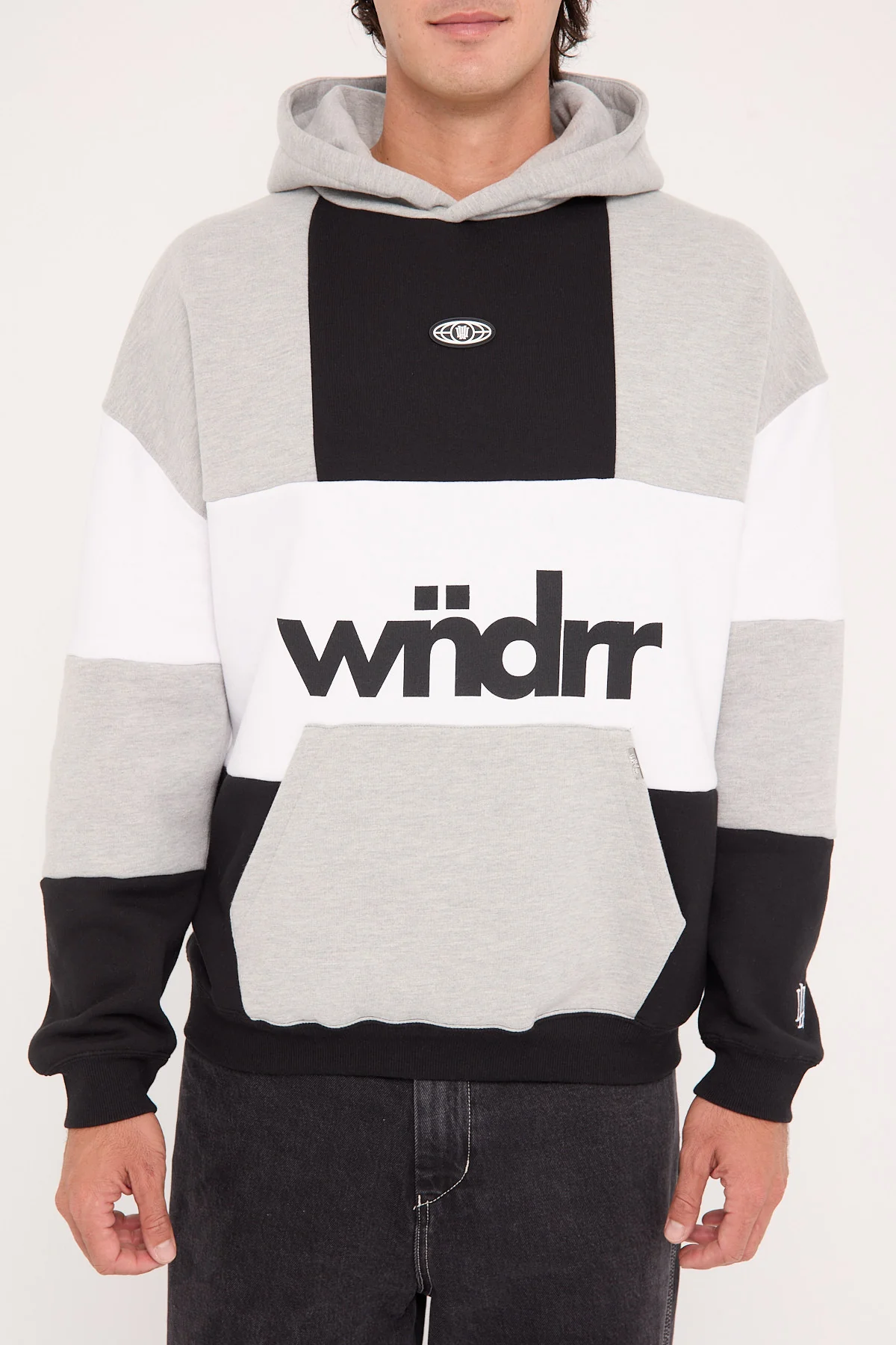 Wndrr Global Panel Hood Sweat Black/Grey Marle - Image 9