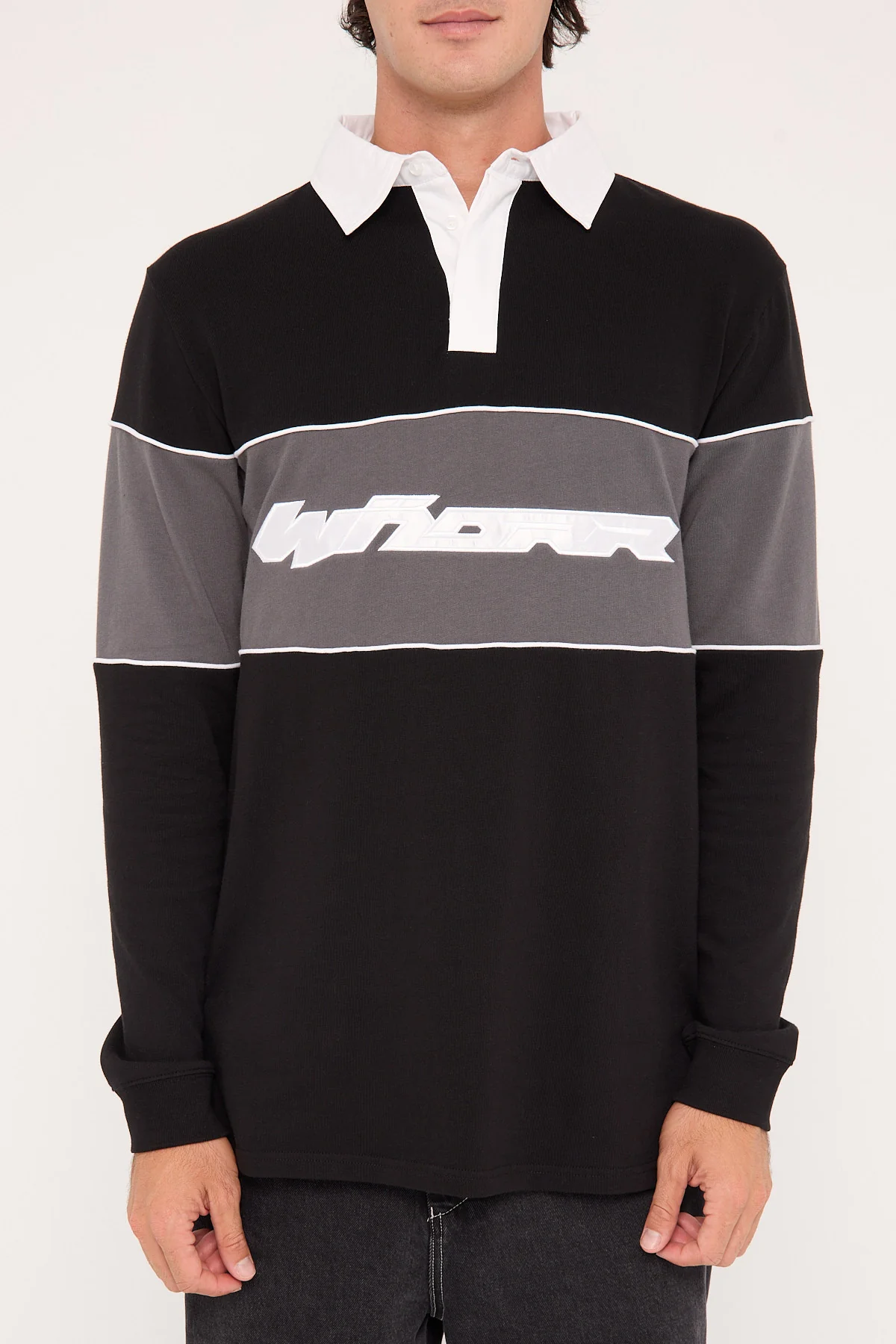 Wndrr Rothman Panel Rugby Top Black/Grey - Image 8