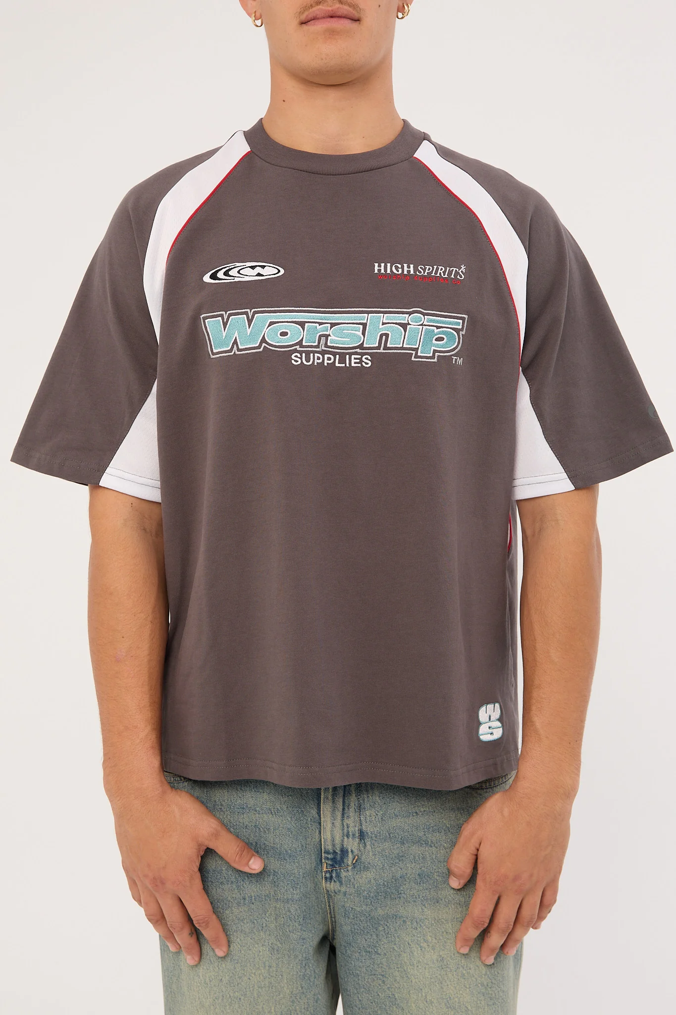 Worship Burner Oversize Raglan Panel Tee Worn Black - Image 8