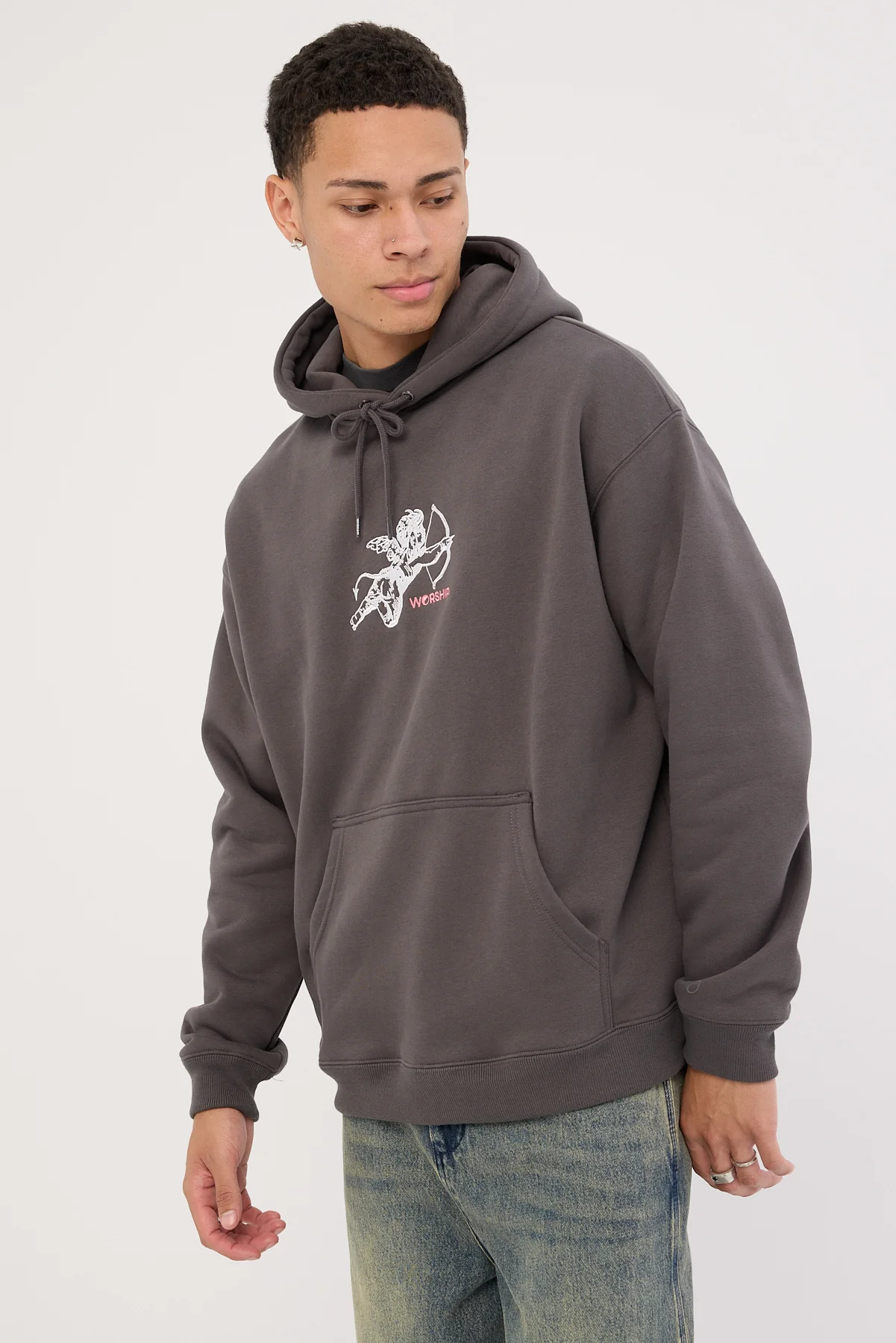 Worship Cherub Pull Over Hood Worn Black - Image 4