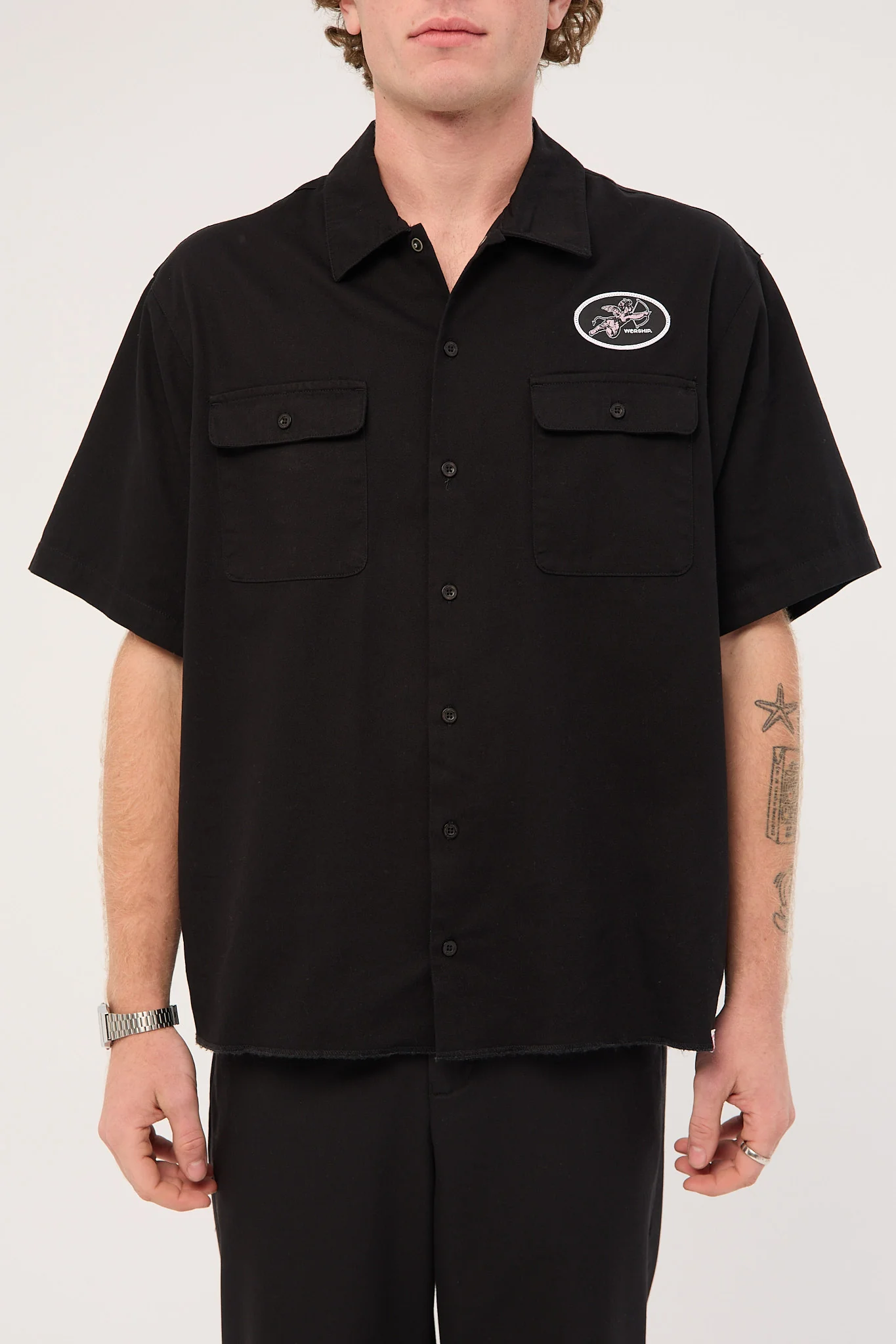Worship Cherub Short Sleeve Work Shirt Black - Image 8