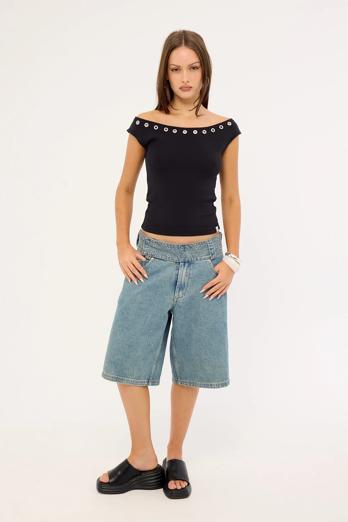 Worship Cold Shoulder Off Shoulder Top Black - Image 2