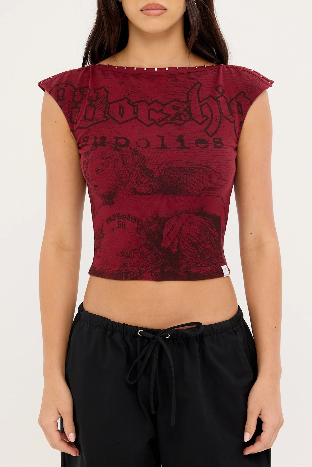 Worship Entwine Boat Neck Top Deep Cherry - Image 6