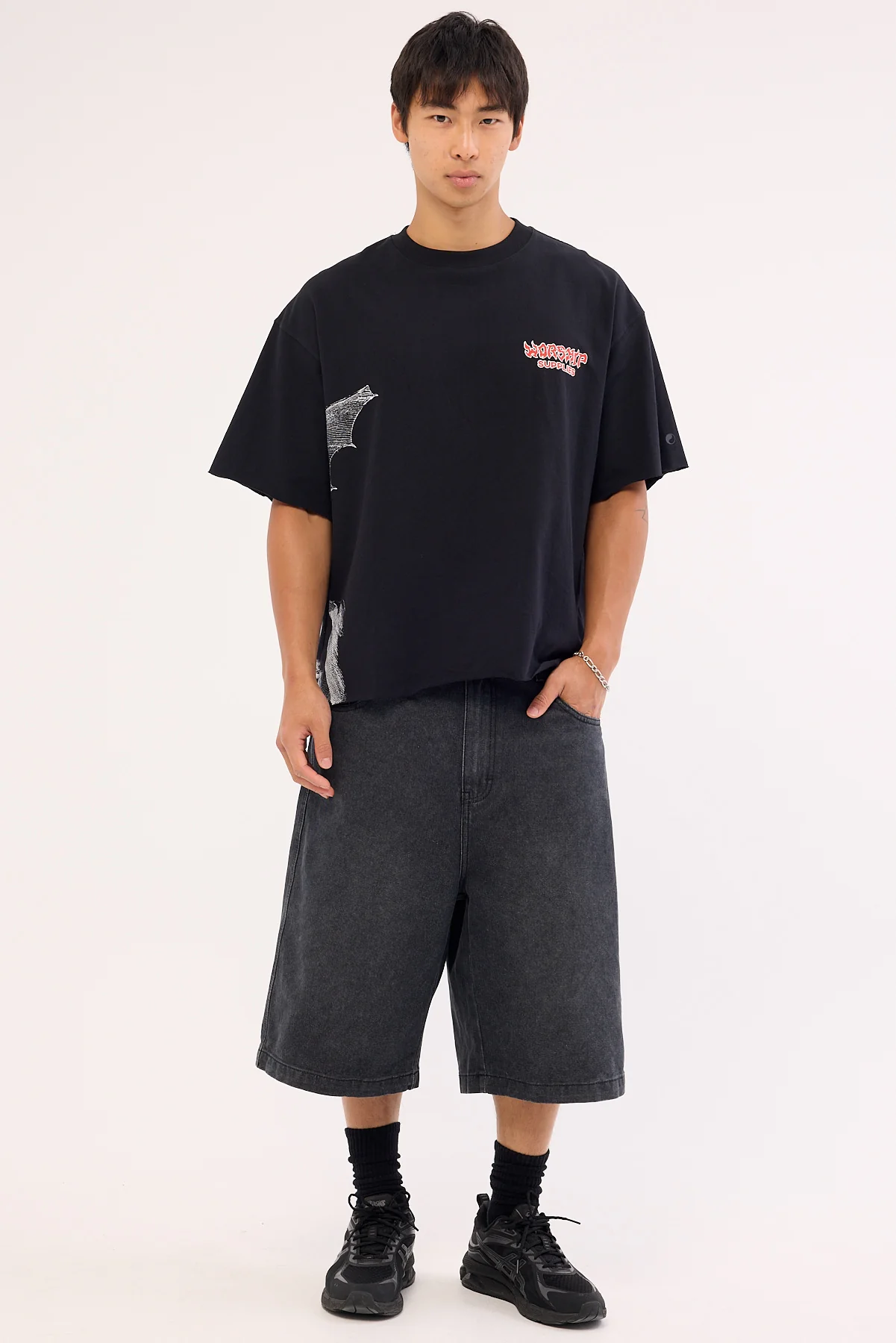 Worship Horns Box Crop Oversize Tee Black Black - Image 2
