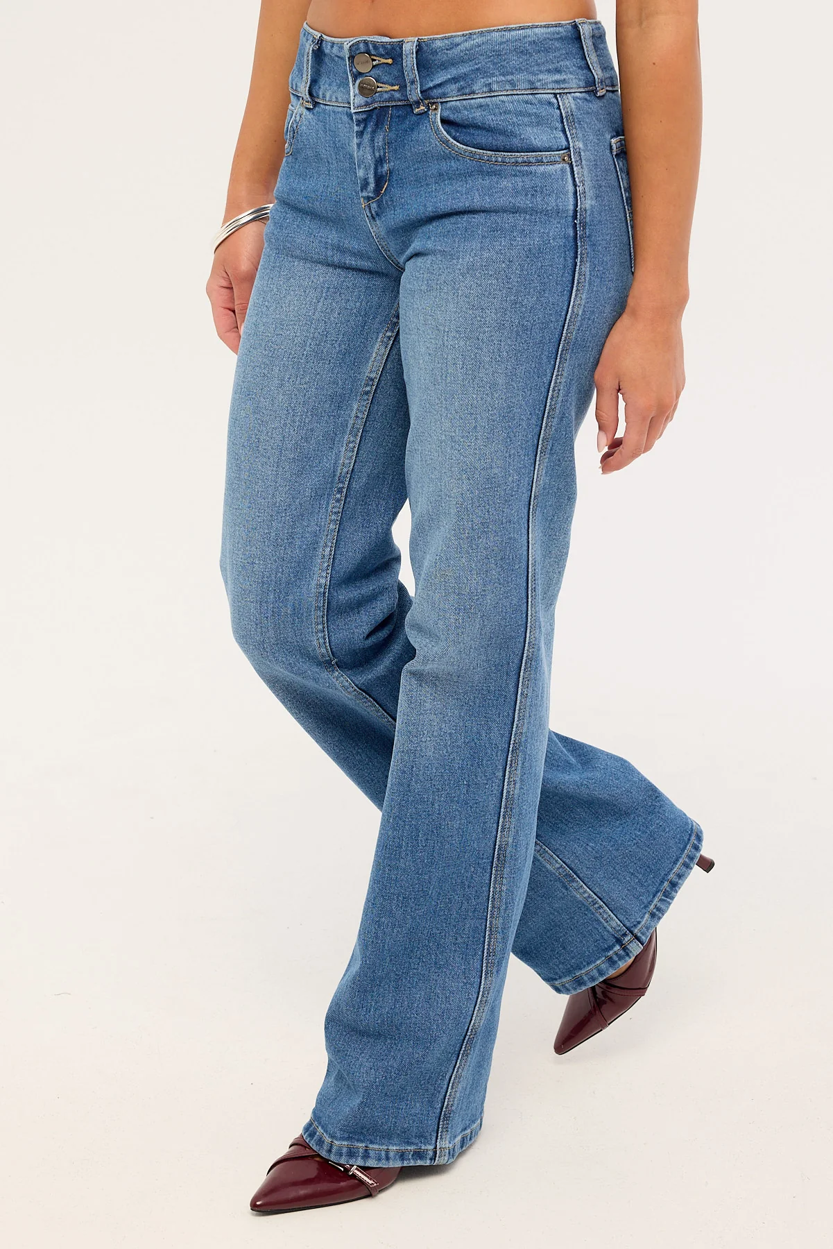 Worship Padlock Bootcut Low Rider Faded Sky High Blue Denim - Image 3