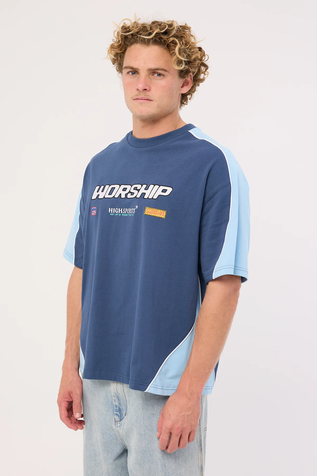 Worship Panorama Oversize Panel Tee Blue - Image 4