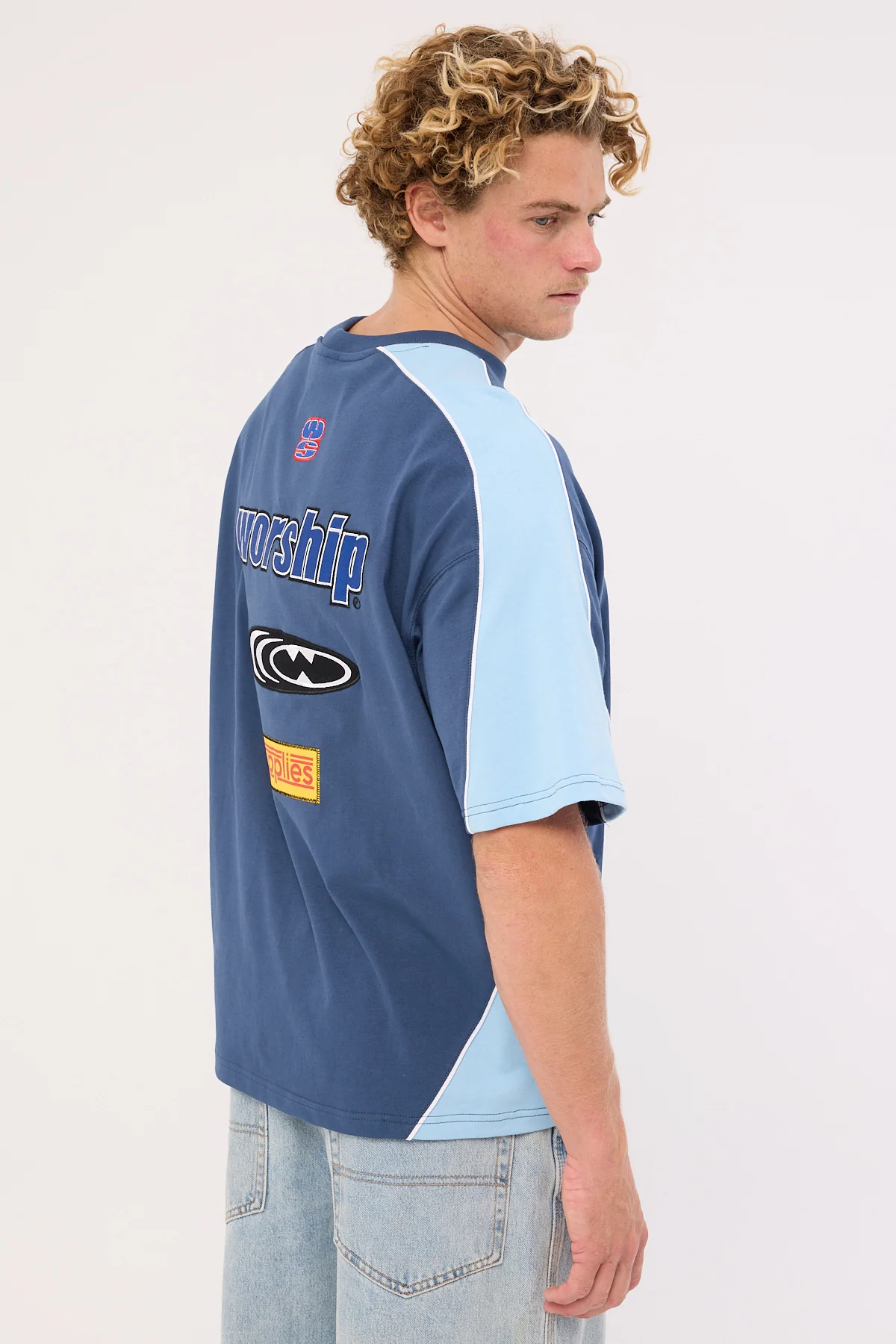 Worship Panorama Oversize Panel Tee Blue - Image 6
