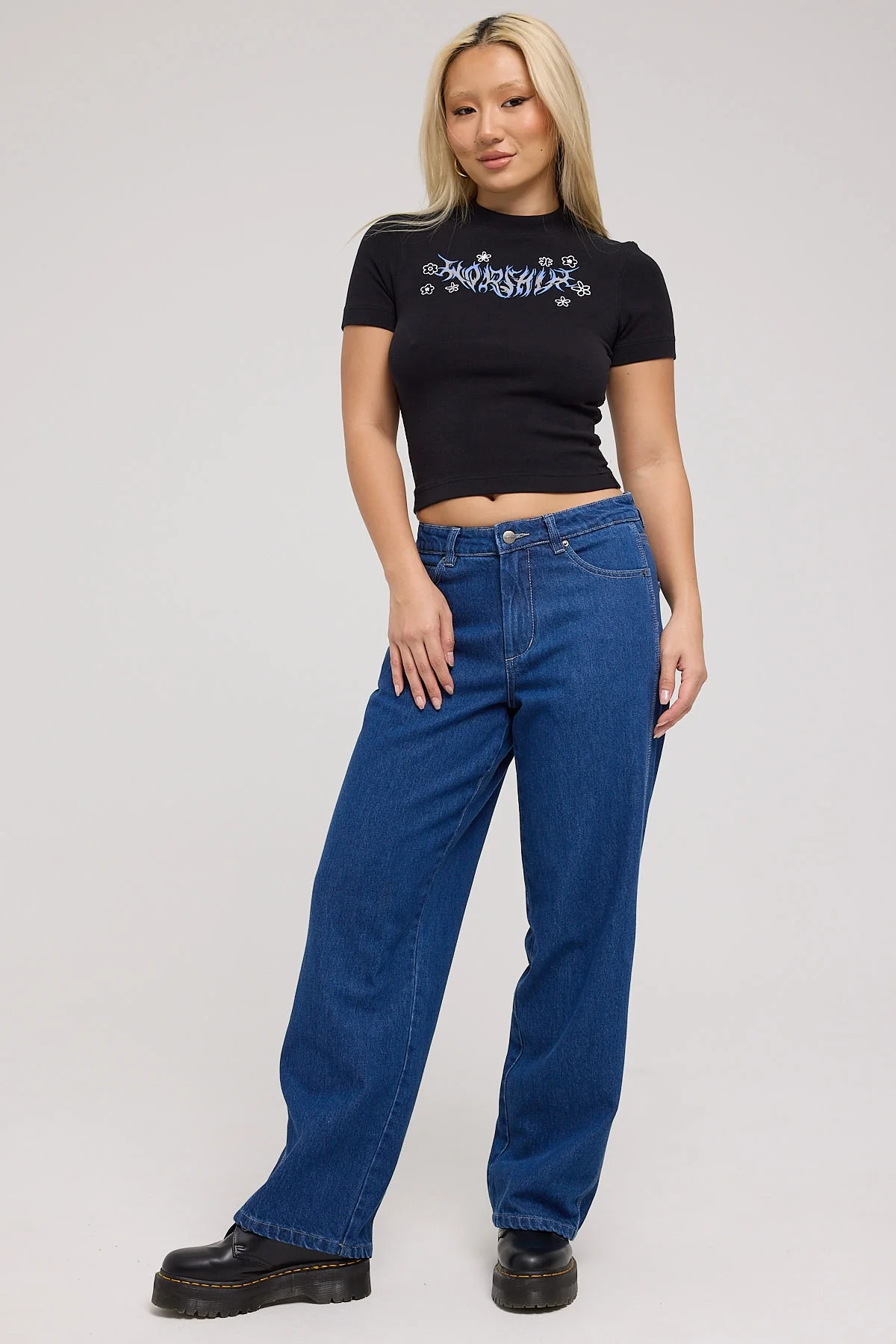 Worship Sloucher Jean Dark Electric Blue