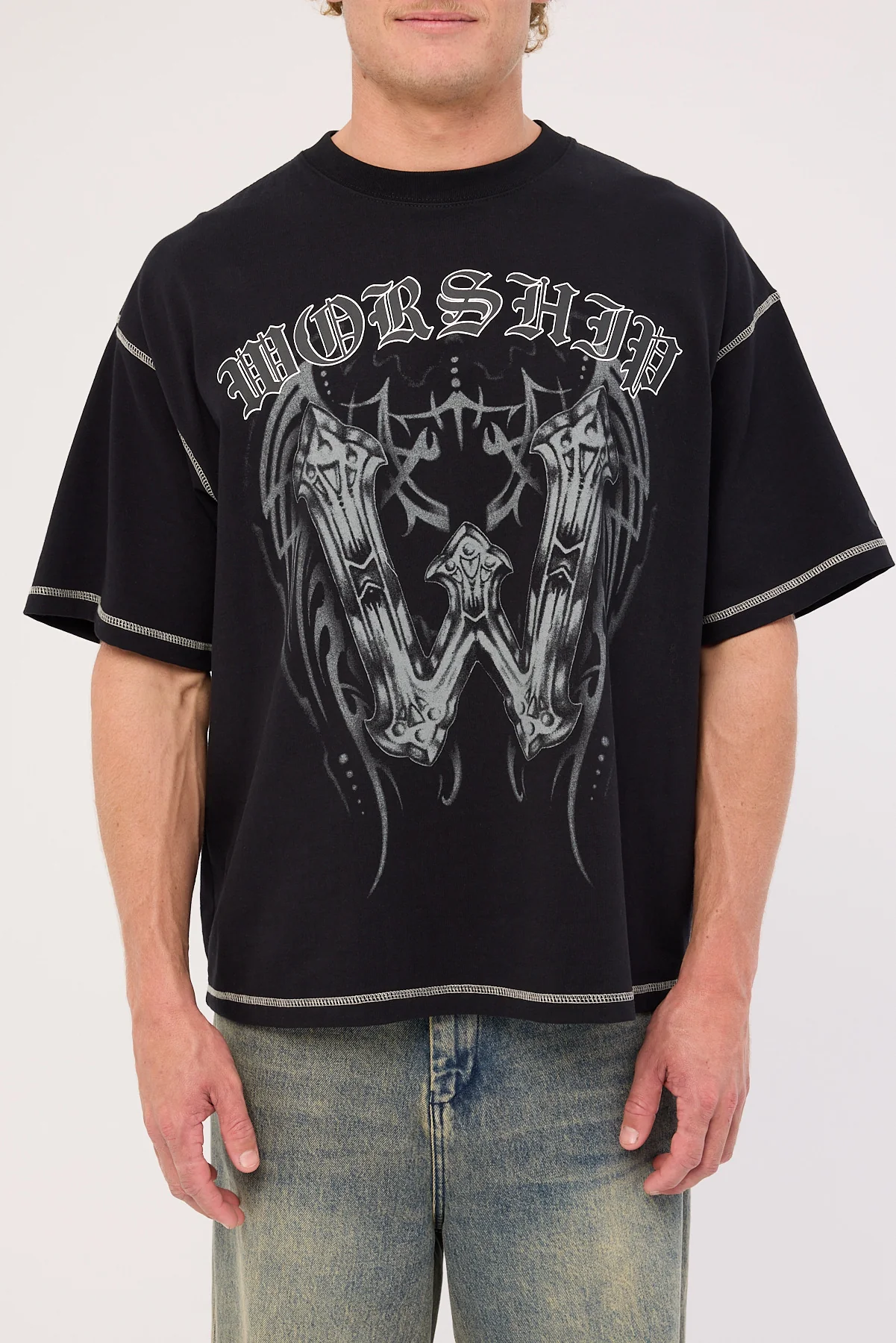 Worship Turmoil Oversize Tee Washed Black - Image 7