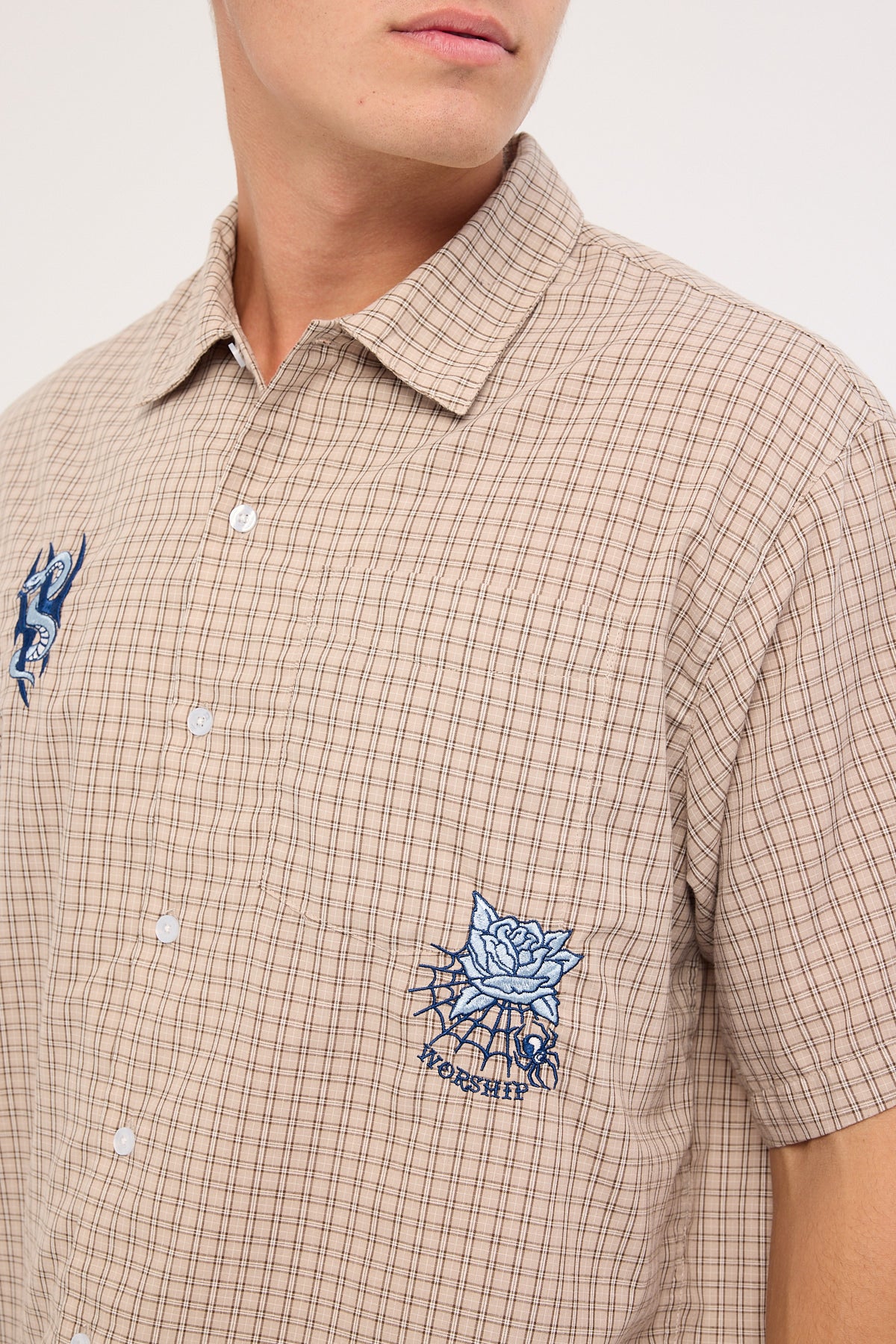 Worship Walk In Short Sleeve Shirt Tan - Image 3
