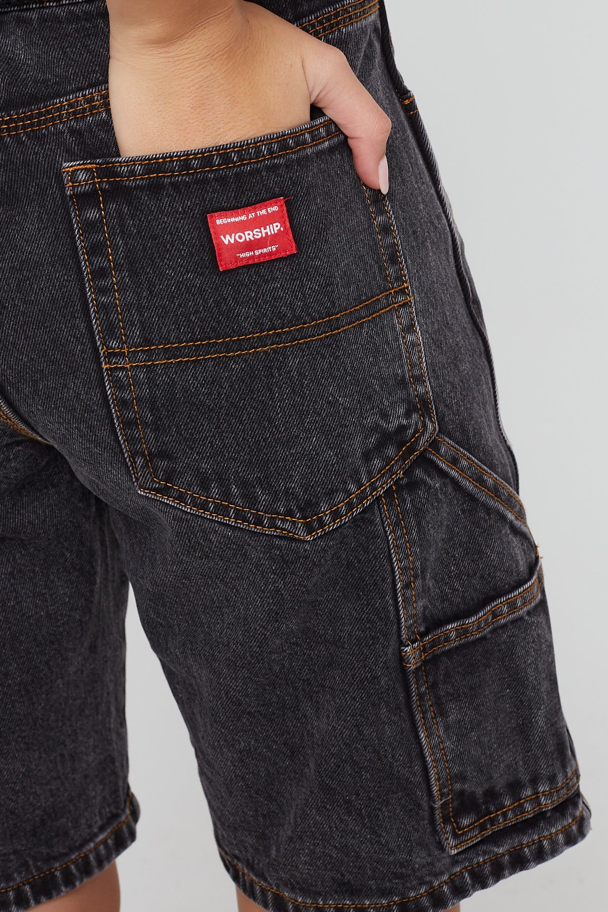 Worship Worship Carpenter Denim Short Black Rinse - Image 8