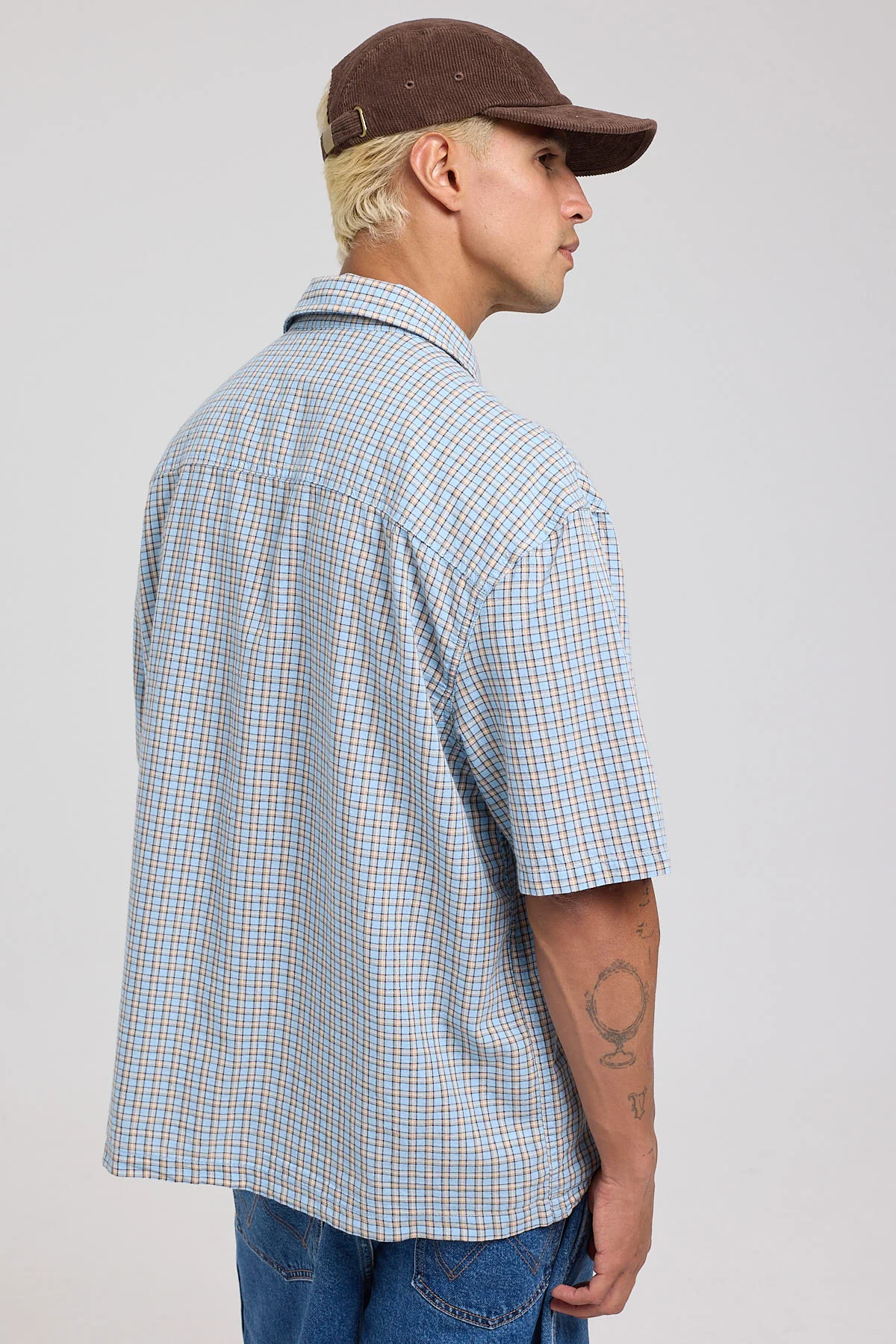 Wrangler Boxcar Shirt Blue Check - Image 4