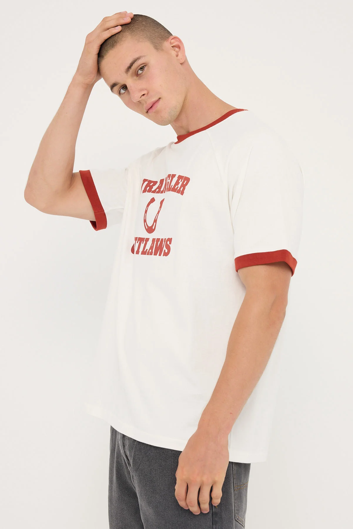 Wrangler Outlaws Ringer Tee Vintage White - Image 3