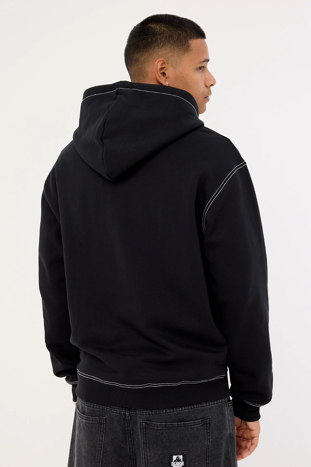 Xlarge Script Zip Thru Hood Black - Image 5