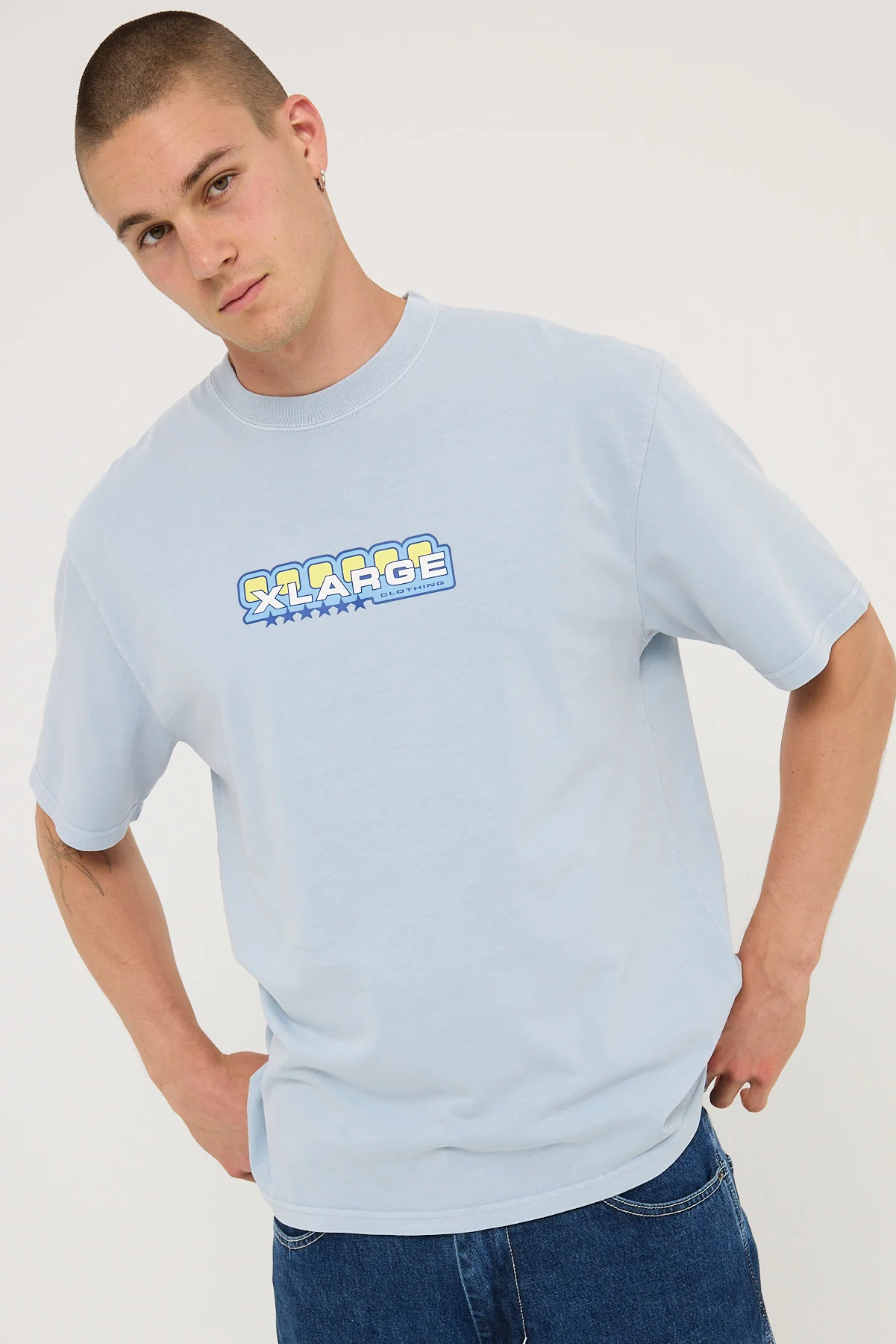 Xlarge Six Stars Boxy SS Tee Pigment Bleach Blue - Image 2